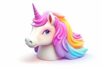 3d cute unicorn icon vector illustration on white background