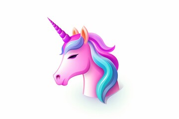 3d cute unicorn icon vector illustration on white background