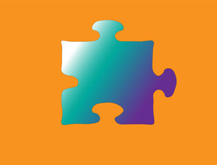 A piece of the puzzle is a violet-blue gradient on an orange background