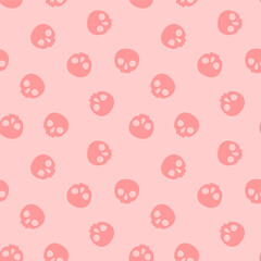 Pink seamless pattern with halloween skulls