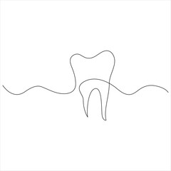 Continuous one line drawing of teeth line art drawing vector illustration