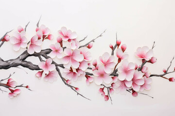 white and pink blossom petals on a branch are a good background for your 