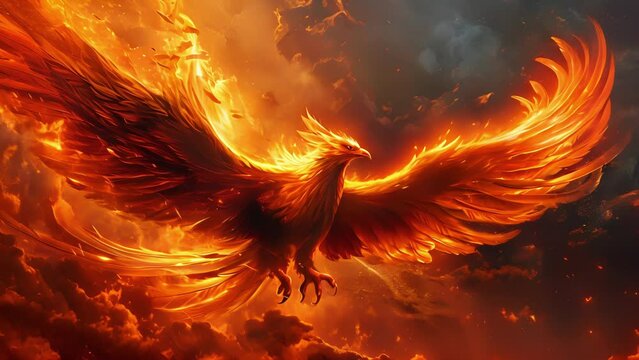 With a fierce determination, the phoenix bursts forth from the ashes, its wings spread wide and its fiery aura igniting hope and courage in the hearts of all who witness Fantasy animation