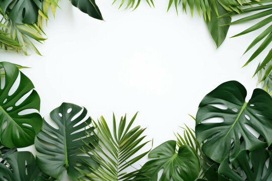 various tropical background on white background frame