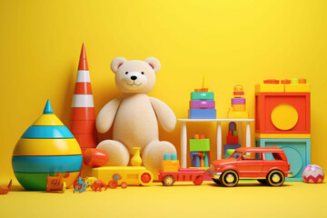 a colorful set of drawings of children's toys