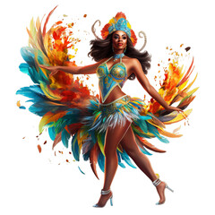 Brazilian carnival - dancer woman at brazilian carnival for celebration,  Generative ai