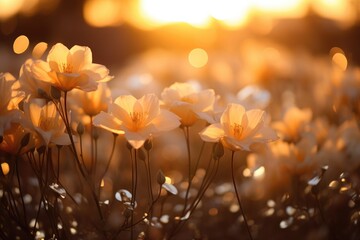Golden Hour Elegance: Capture flowers bathed in the warm, golden light of the setting sun.