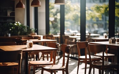 Fototapeta premium A cafe interior with a retro feel. generative AI