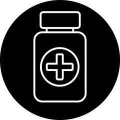 Fototapeta premium Medicine bottle icon. Pharmacy sign vector isolated on transparent background. Outline style editable stock for mobile concept and web design. Drugstore logo illustration. Medication. Contour symbol.