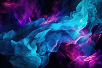 Foto op Canvas a blue and purple flame against a black background © Michael Böhm