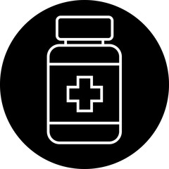 Obraz premium Medicine bottle icon. Pharmacy sign vector isolated on transparent background. Outline style editable stock for mobile concept and web design. Drugstore logo illustration. Medication. Contour symbol.