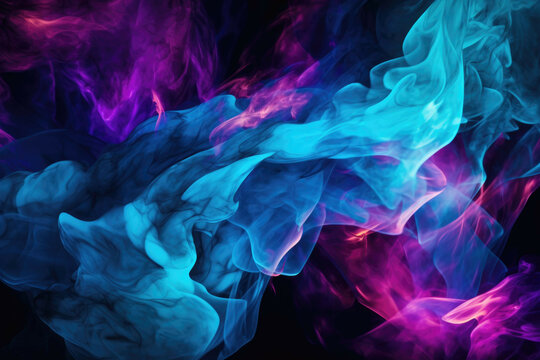 a blue and purple flame against a black background