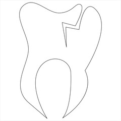 Continuous one line drawing of teeth line art drawing vector illustration