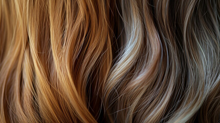 Fototapeta premium close-up of a flow of brunette to blonde ombre hair with a smooth and silky texture