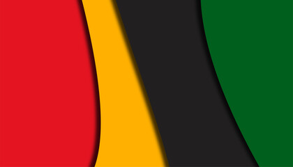 Fototapeta premium Black history month background. Red, yellow, green, black color with papercut effect. Papercut background, copy space, vector illustration