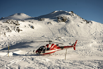 Snowy alps mountains in Europe.. French alps in winter, Les deux alpes Rhone Alpes in France Europe