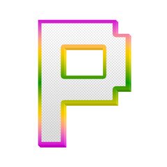 Gaming pop alphabet letters from A to Z, isolated on transparent background, uppercase. This is a part of a set which also includes numbers and symbols