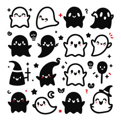 Fototapeta premium Cute ghost - happy ghost, cartoon ghost - vector illustration.