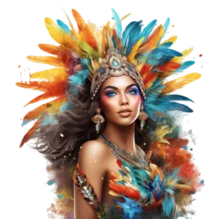 Deken met patroon Carnaval Brazilian carnival - dancer woman at brazilian carnival for celebration,  Generative ai