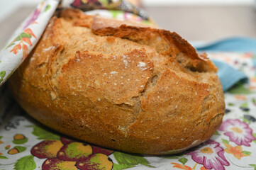 homemade freshly baked bread on a wooden table 14