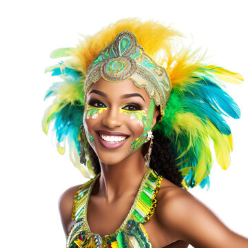 Brazilian carnival - dancer woman at brazilian carnival for celebration,  Generative ai