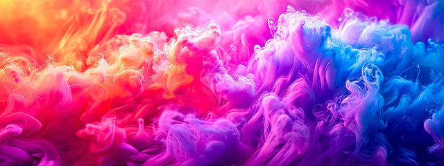 Vibrant plumes of pink and blue smoke swirling together in an ethereal dance.