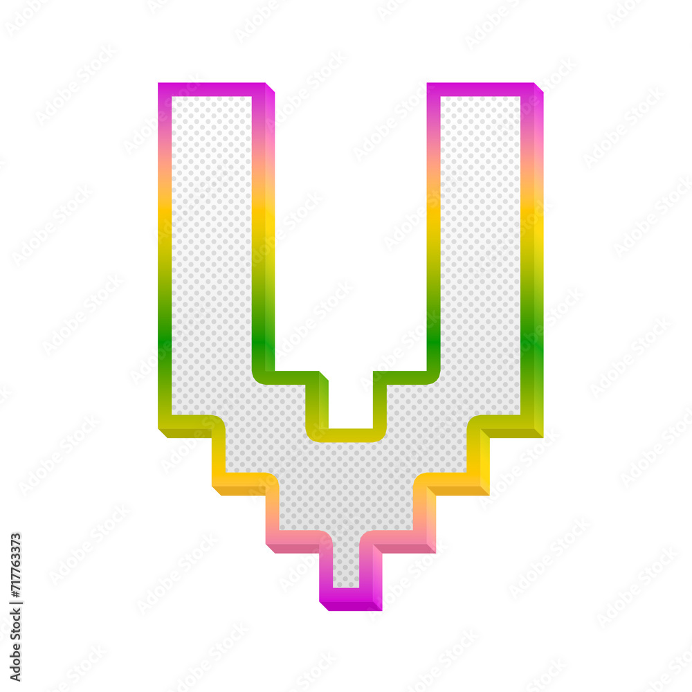 Poster gaming pop alphabet letters from a to z, isolated on transparent background, uppercase. this is a pa