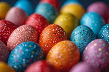 Fototapeta na wymiar Colorful Eggs in a Rainbow of Colors: A Celebration of Spring and Easter Generative AI