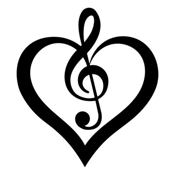 heart with music key