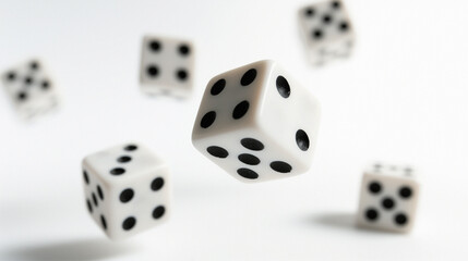 casino dice falling on white background