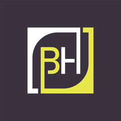BH Logo Design Template Vector With Square Background.