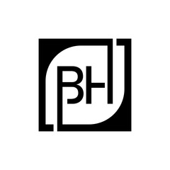 BH Logo Design Template Vector With Square Background.