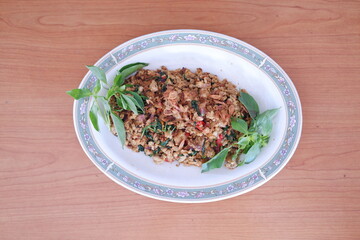 Krecek oncom kemangi. it is traditional food from indonesia.