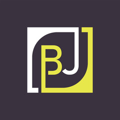 BJ Logo Design Template Vector With Square Background.