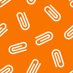 Orange seamless pattern with white paperclip