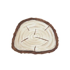 Rustic wood slices clipart. Hand drawn watercolor clipart for wedding invitations