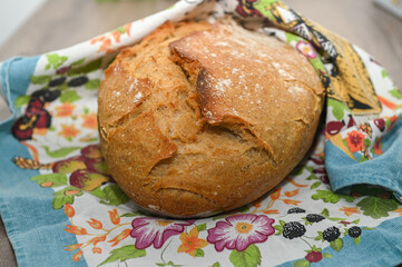 homemade freshly baked bread on a wooden table 15