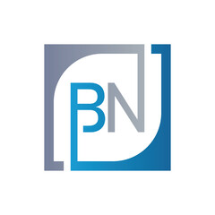 BN Logo Design Template Vector With Square Background.