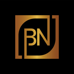 BN Logo Design Template Vector With Square Background.