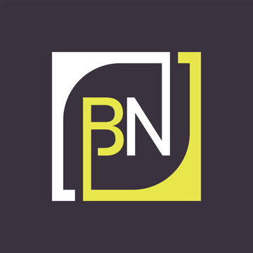 BN Logo Design Template Vector With Square Background.