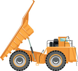 Dump Truck Icon in Flat Style. Vector Illustration