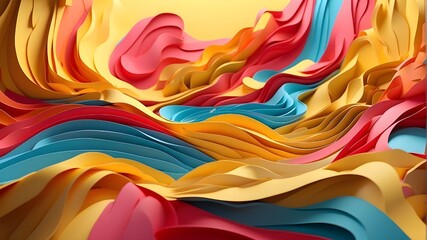 abstract colorful background,The effect of folded paper in an abstract manner. vivid, multicolored background of yellow. Maze made of paper. three-dimensional rendering