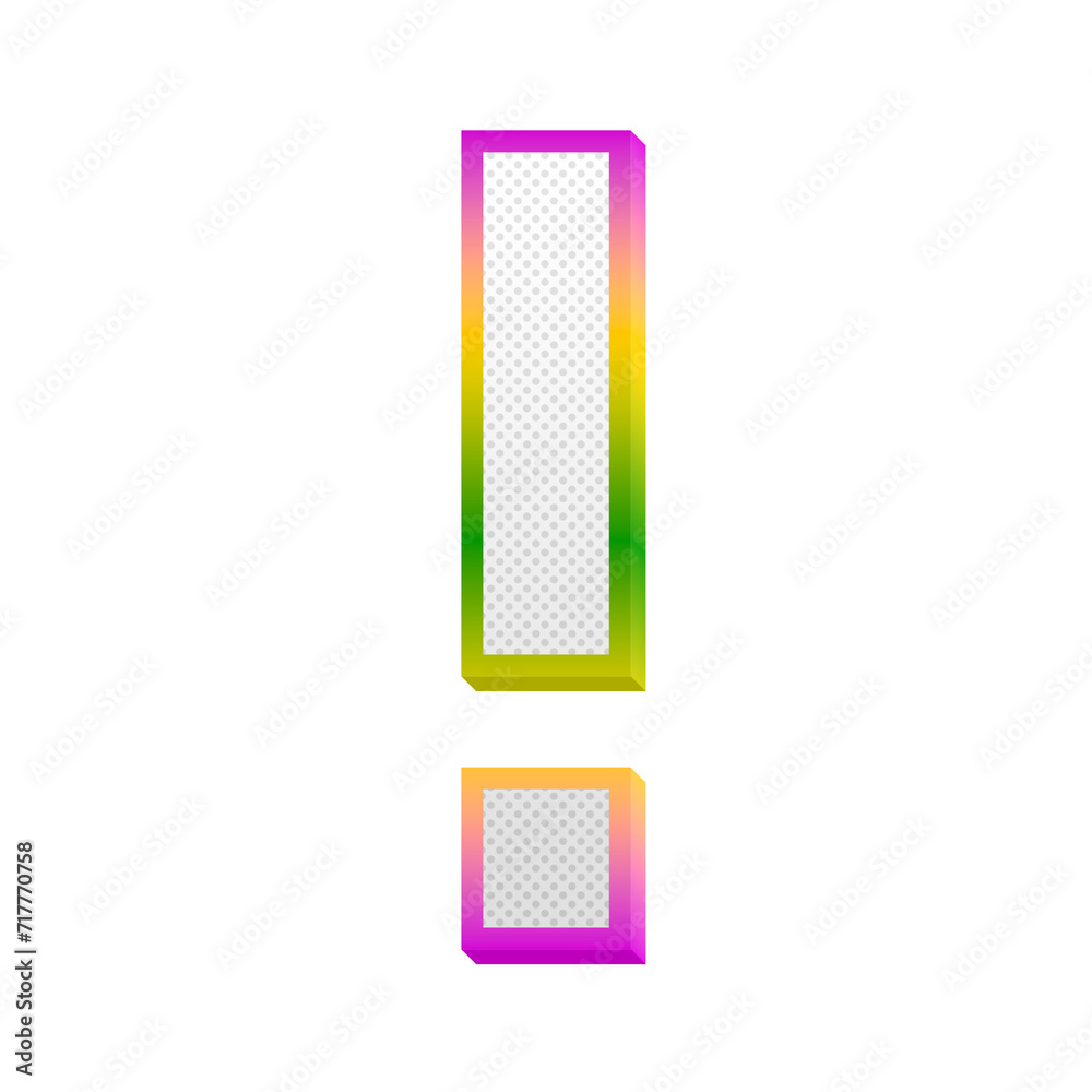 Poster exclamation mark gaming pop symbol isolated on transparent background. this is a part of a set which