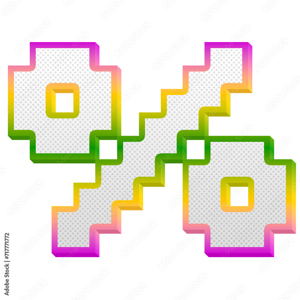 Poster percent % gaming pop symbol isolated on transparent background. this is a part of a set which also i