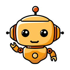 Cute kawaii robot character. Friendly chat bot assistant for online applications. Cartoon vector illustration.