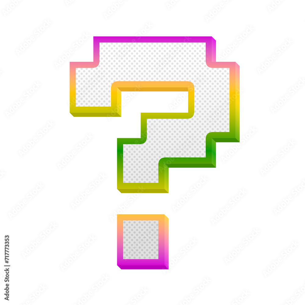 Poster question mark gaming pop symbol isolated on transparent background. this is a part of a set which al