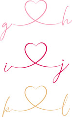 Alphabet love combinations for wedding cards (G to L)