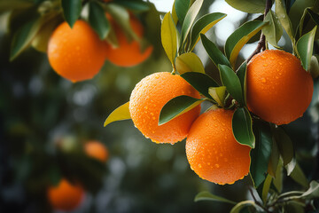 Trees with ripe orange fruit