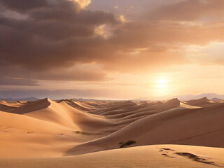 Fototapeta na wymiar golden sands at sunset: a desert serenity