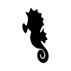 black seahorse silhouette in the sea